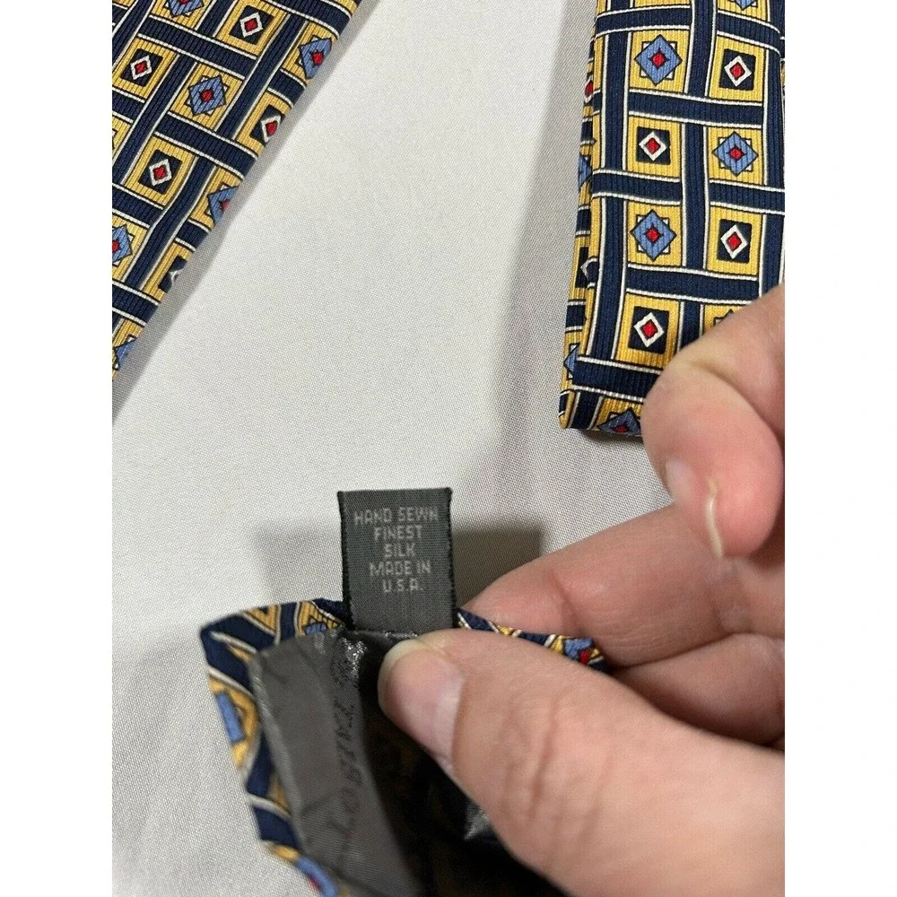 Vintage Robert Talbott Hand Sewn Geometric 100% Silk Tie Made In USA
